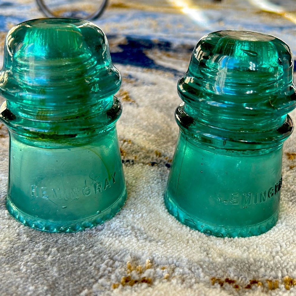 Hemingray vintage insulator glass green